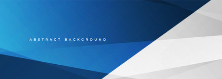 Blue and white modern abstract wide banner with geometric shapes. Bright blue and white abstract background. Vector illustrationのイラスト素材
