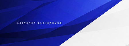 Blue and white modern abstract wide banner with geometric shapes. Bright blue and white abstract background. Vector illustrationのイラスト素材