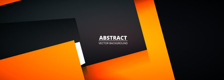 Black and orange modern abstract wide banner with geometric shapes. Dark grey and orange abstract background. Vector illustrationのイラスト素材