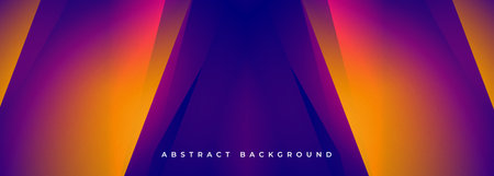 Orange and purple modern abstract wide banner with geometric shapes. Dark violet and yellow abstract...