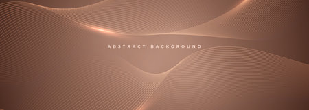 Mocha mousse wide abstract vector background with glowing brown wavy lines. Vector illustration in trendy color of the year 2025のイラスト素材