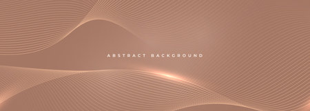 Soft brown wide abstract vector background with glowing wavy lines. Vector illustrationのイラスト素材