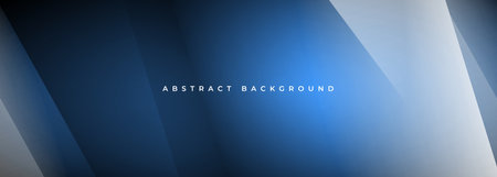 Blue modern abstract wide banner with geometric shapes. Dark blue abstract background. Vector illustrationのイラスト素材