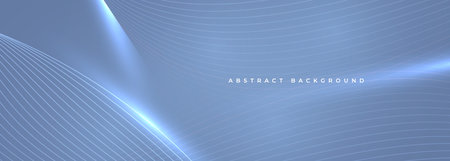 Soft blue wide abstract vector background with glowing wavy lines. Vector illustrationのイラスト素材