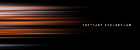 Black and orange modern abstract background with yellow glowing movement and high-speed light effect. Vector illustrationのイラスト素材