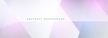 Blue and pink modern abstract wide banner background with white geometric shapes. Vector...