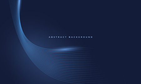 Abstract dark blue vector background with glowing blue wavy lines.のイラスト素材