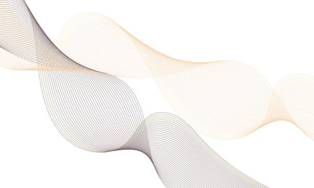 Transparent white background with abstract futuristic technology isolated brown and yellow wavy lines.のイラスト素材