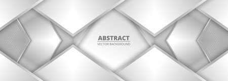 Wide 3d geometric abstract background with silver gradient triangle shapes and shadows. Futuristic technology elegant vector illustrationのイラスト素材