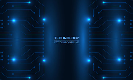 Abstract dark blue technology background with circuit line. Futuristic network technical digital concept banner design. Vector illustrationのイラスト素材
