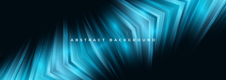 Black and blue futuristic technology abstract background. Vector illustration 3D modern geometric wide banner.のイラスト素材