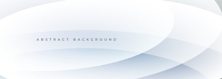 White modern abstract wide banner with circles and curves. Soft light abstract geometric background. Vector illustrationのイラスト素材