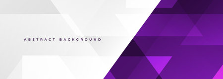 White and purple modern abstract wide banner with geometric shapes. Dark violet and white abstract background. Vector illustrationのイラスト素材