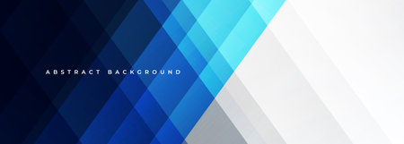 Dark blue and white modern abstract wide banner with geometric shapes. Vector illustration abstract backgroundのイラスト素材