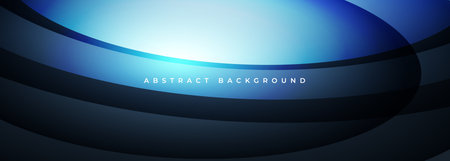 Dark blue modern abstract wide background with curves. Vector illustrationのイラスト素材