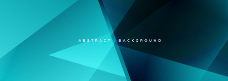 Blue modern abstract wide banner with geometric shapes. Dark blue abstract background. Vector...