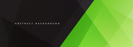 Black and green modern abstract wide banner with geometric shapes. Light green and black abstract background. Vector illustrationのイラスト素材