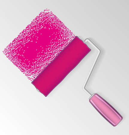 Vector pink paint rollerのイラスト素材