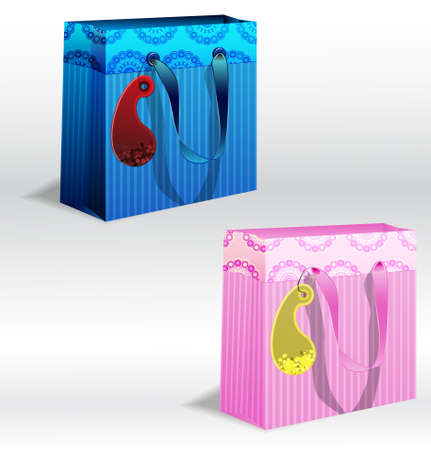 Vector striped gift bagのイラスト素材