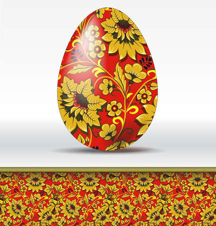 Vector easter egg in hohloma styleのイラスト素材
