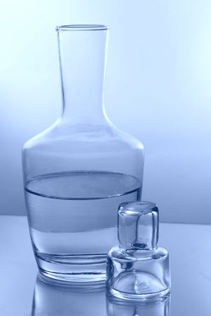 bottle water blue glass drinkの写真素材
