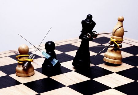 chess board play needled battleの写真素材