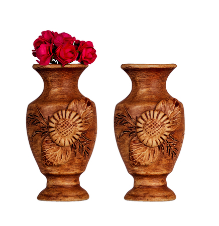 Ceramic vase with artificial flowersの写真素材