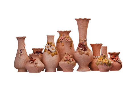 Group of ceramic vase on isolated backgroundの写真素材