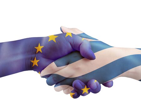 Greece Europe agreement handshake isolated on white background