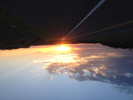 Sunrise on the roadの写真素材