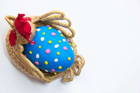 Easter egg blue color isolatedの写真素材