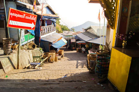 Walkway on Kyaiktiyo, Myanmar at Golden Rock.のeditorial素材