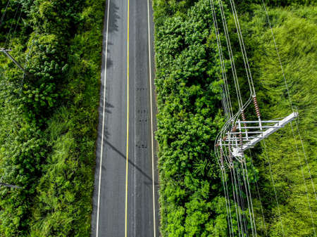 Aerial view, nature on the highway countrysideの写真素材