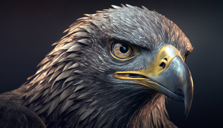 A realistic eagle with silver eyes AI Generated art. Well Photo using in commercial purposes, print media, any type of design projects.の素材