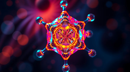 Abstract 3d illustration of a virus, coronavirus, covid-19の素材