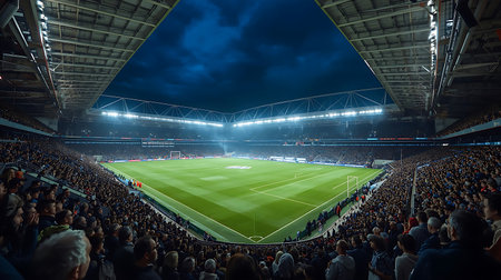 View of the full full stadium at night. London is the most populous city in England.の素材