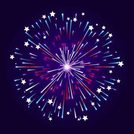 Firework burst & stars. Independence day.のイラスト素材