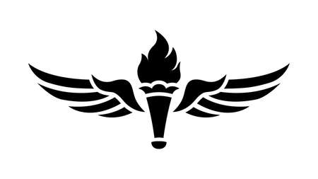 Winged torch . Print, torch with wings.のイラスト素材
