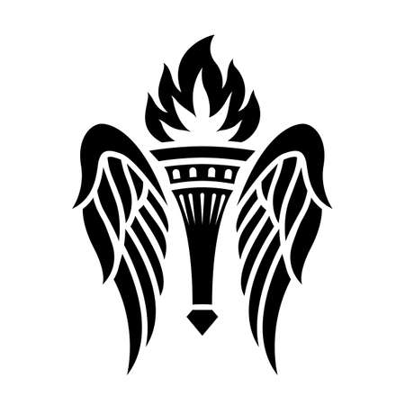 Winged torch . Print, torch with wings.のイラスト素材