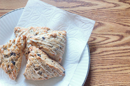 blue berry scones served in white plates