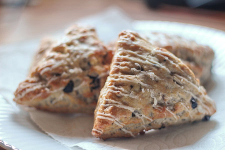 blue berry scones served in white plates