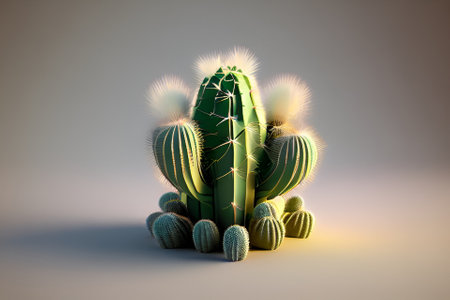Small cactus plant in a pot put on white table white background, studio photoの写真素材