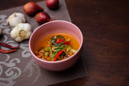 Panang Curry With Pork. Thai food that is popular among families and is a popular street food food that Thai people like in Thailand.の写真素材