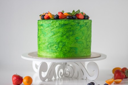 Brilliant green cakeの写真素材