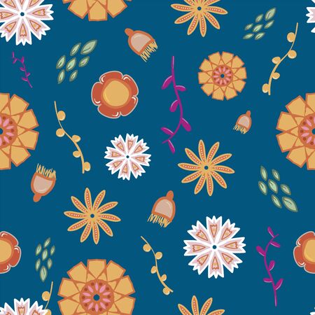 Seamless exotic pattern with tropical plants. Vector hand draw background.のイラスト素材