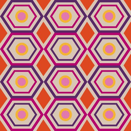 Vector seamless geometic pattern red mosaic hexagonsのイラスト素材