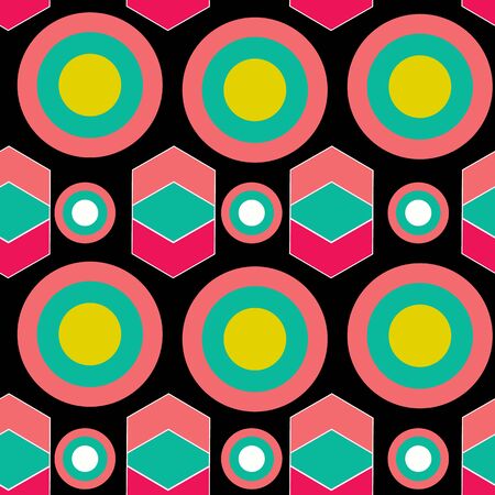 Vector Circles and Rhombus, Diamond Seamless Repeating Pattern. Perfect for Fabric, Wallpaper and scrap booking.のイラスト素材
