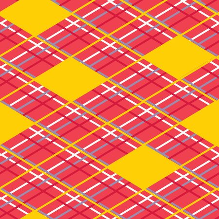 Vector geometric diamond repeating seamless pattern with solid lines and dashes and yellow diamonds....