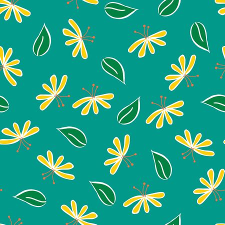 Vector Spring Daisy Repeating Pattern. Perfect for fabric, Scrapbooking and Wallpaper.のイラスト素材