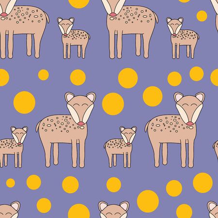 Vector Hand Drawn deer and polkadots. Perfect for scrapbooking, wallpaper and fabric.のイラスト素材